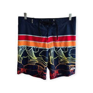 Pipeline Mens Everyday Board Shorts Size 34 Multicolor Stripe Navy Green